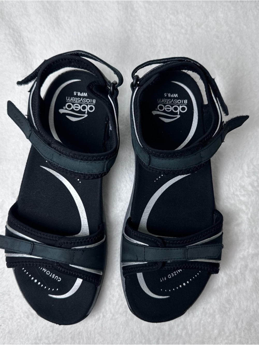 Abeo Bio System Women's Sandals Black Size 8.5 WP Comfort Strappy Orthotic Fit - Picture 5 of 16